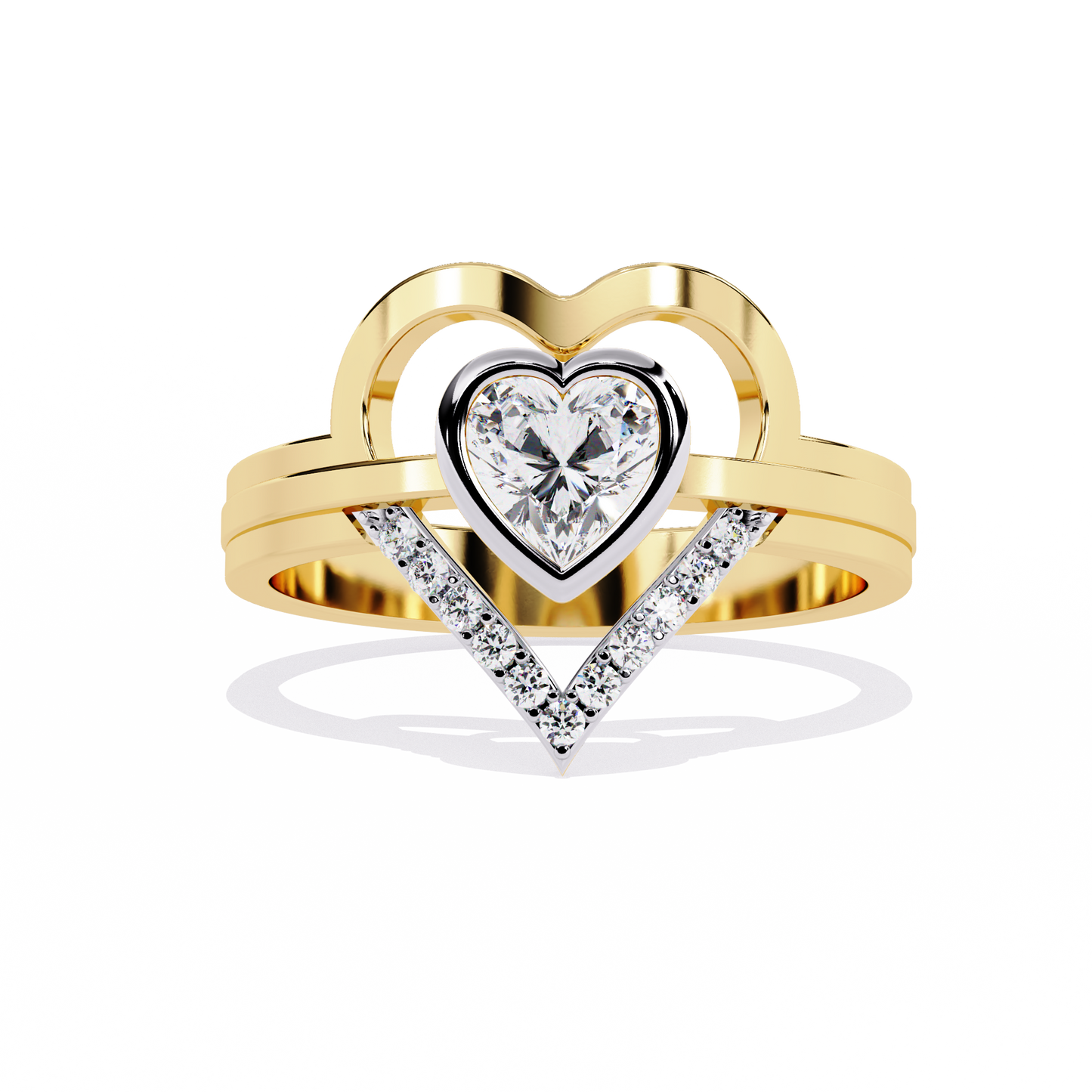 Double Heartbeat: 0.51ct Heart-Shaped Lab Grown Diamond Ring in 14k Gold