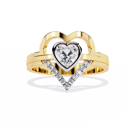 Double Heartbeat: 0.51ct Heart-Shaped Lab Grown Diamond Ring in 14k Gold