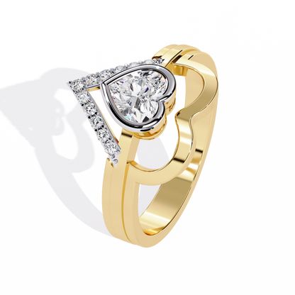 Double Heartbeat: 0.51ct Heart-Shaped Lab Grown Diamond Ring in 14k Gold