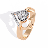 Double Heartbeat: 0.51ct Heart-Shaped Lab Grown Diamond Ring in 14k Gold