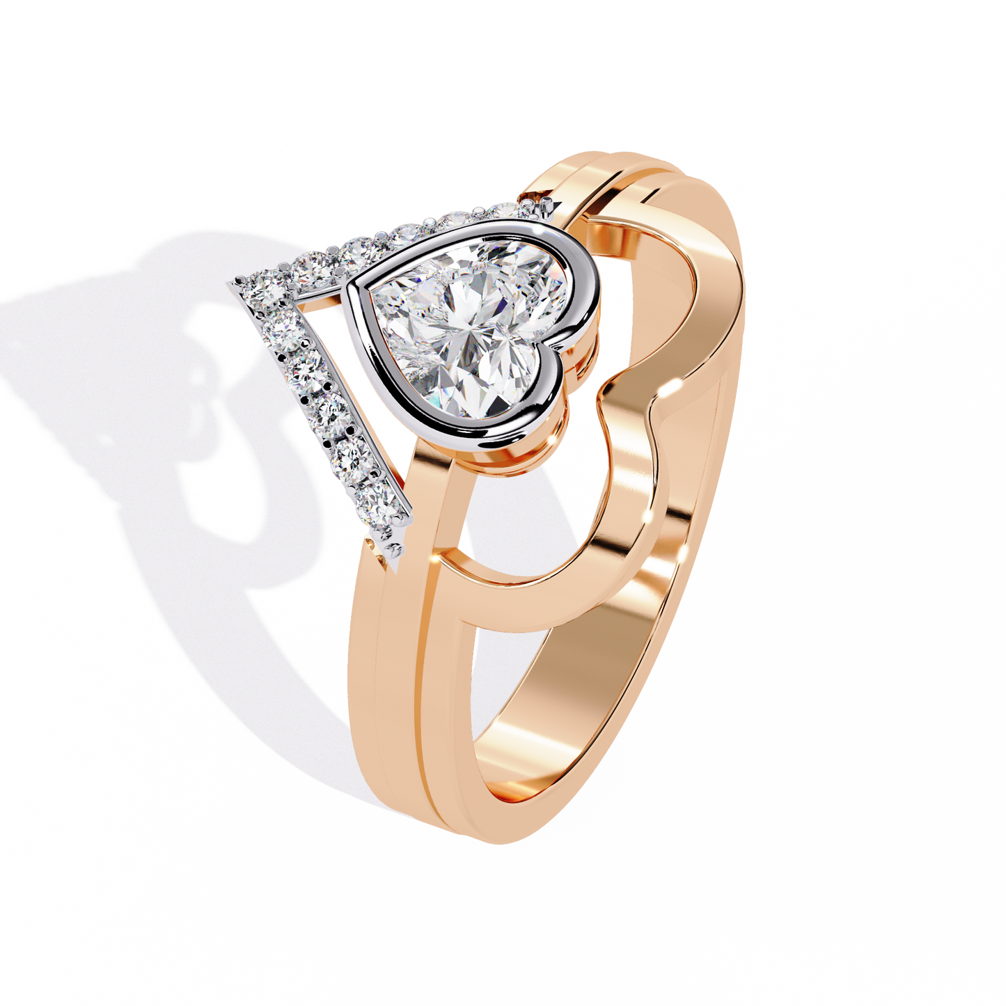 Double Heartbeat: 0.51ct Heart-Shaped Lab Grown Diamond Ring in 14k Gold