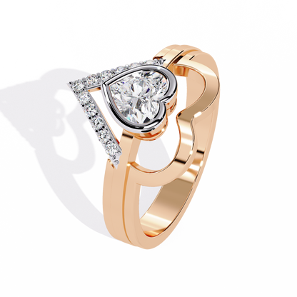 Double Heartbeat: 0.51ct Heart-Shaped Lab Grown Diamond Ring in 14k Gold