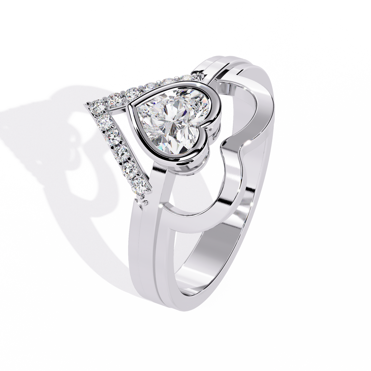Double Heartbeat: 0.51ct Heart-Shaped Lab Grown Diamond Ring in 14k Gold