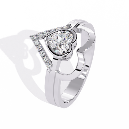 Double Heartbeat: 0.51ct Heart-Shaped Lab Grown Diamond Ring in 14k Gold