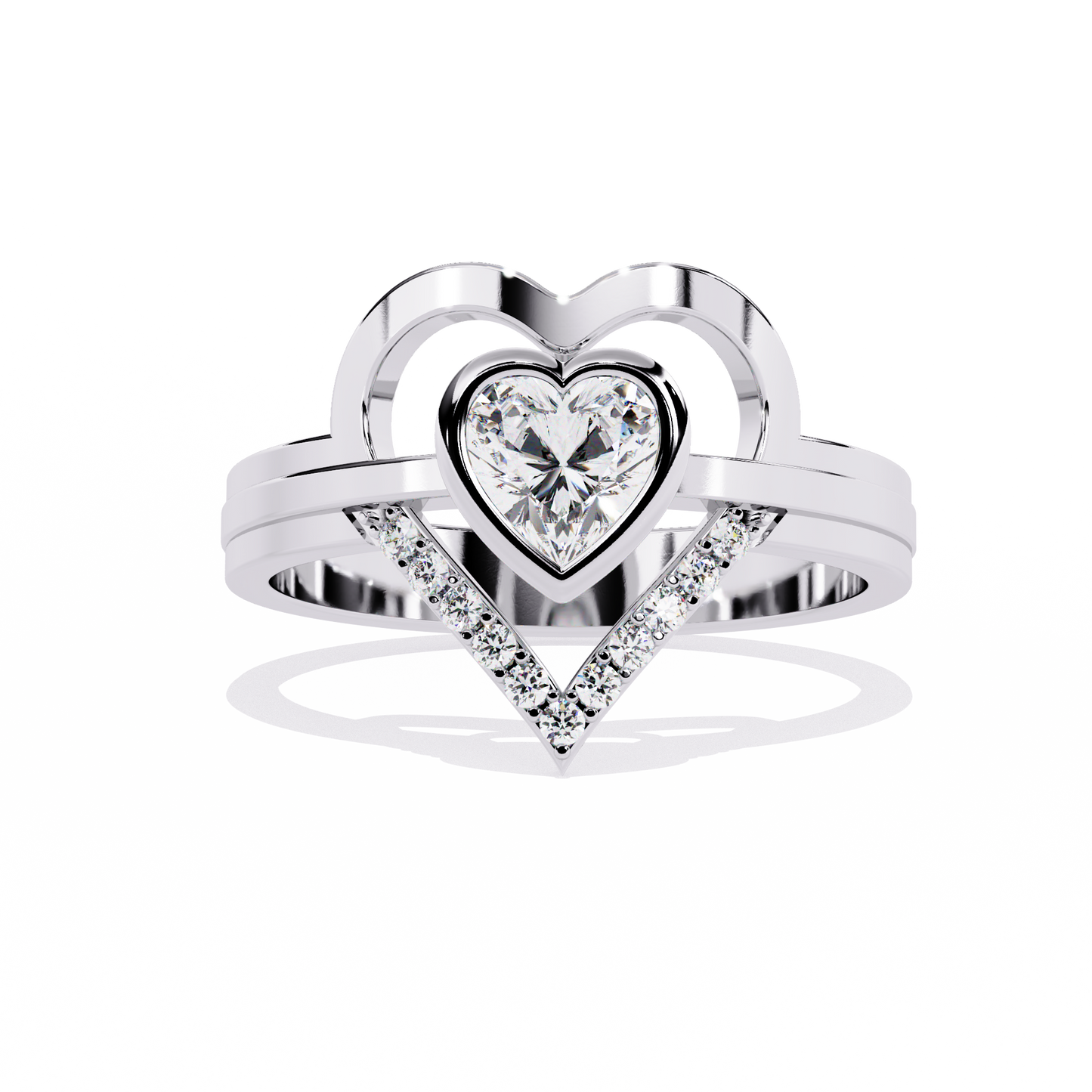 Double Heartbeat: 0.51ct Heart-Shaped Lab Grown Diamond Ring in 14k Gold