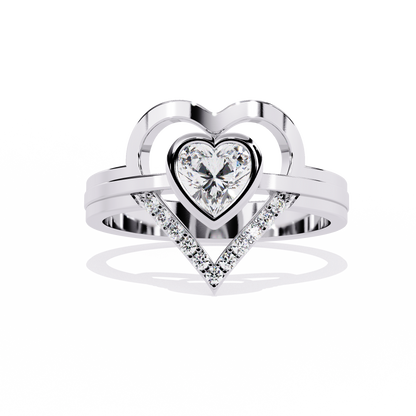 Double Heartbeat: 0.51ct Heart-Shaped Lab Grown Diamond Ring in 14k Gold
