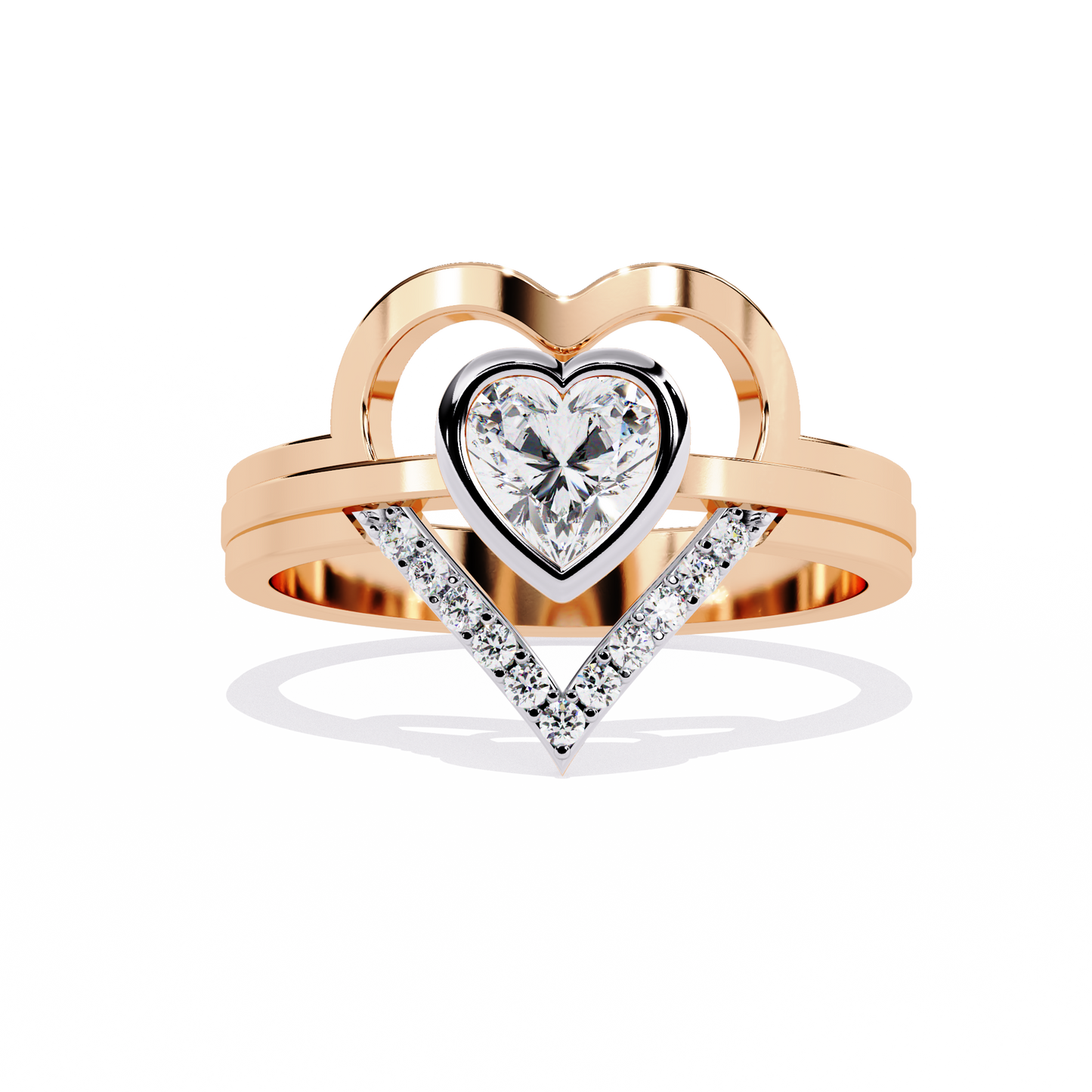 Double Heartbeat: 0.51ct Heart-Shaped Lab Grown Diamond Ring in 14k Gold