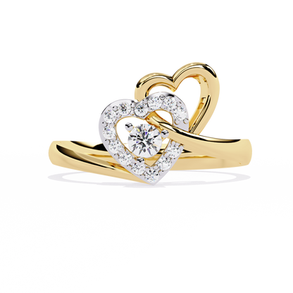 Double Heartbeat: 0.18ct  Lab Grown Diamond Ring in 14k Gold