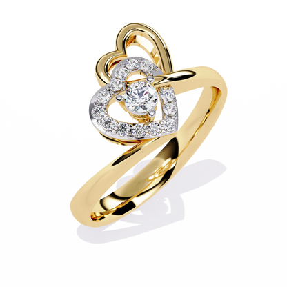 Double Heartbeat: 0.18ct  Lab Grown Diamond Ring in 14k Gold