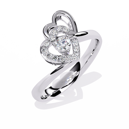 Double Heartbeat: 0.18ct  Lab Grown Diamond Ring in 14k Gold