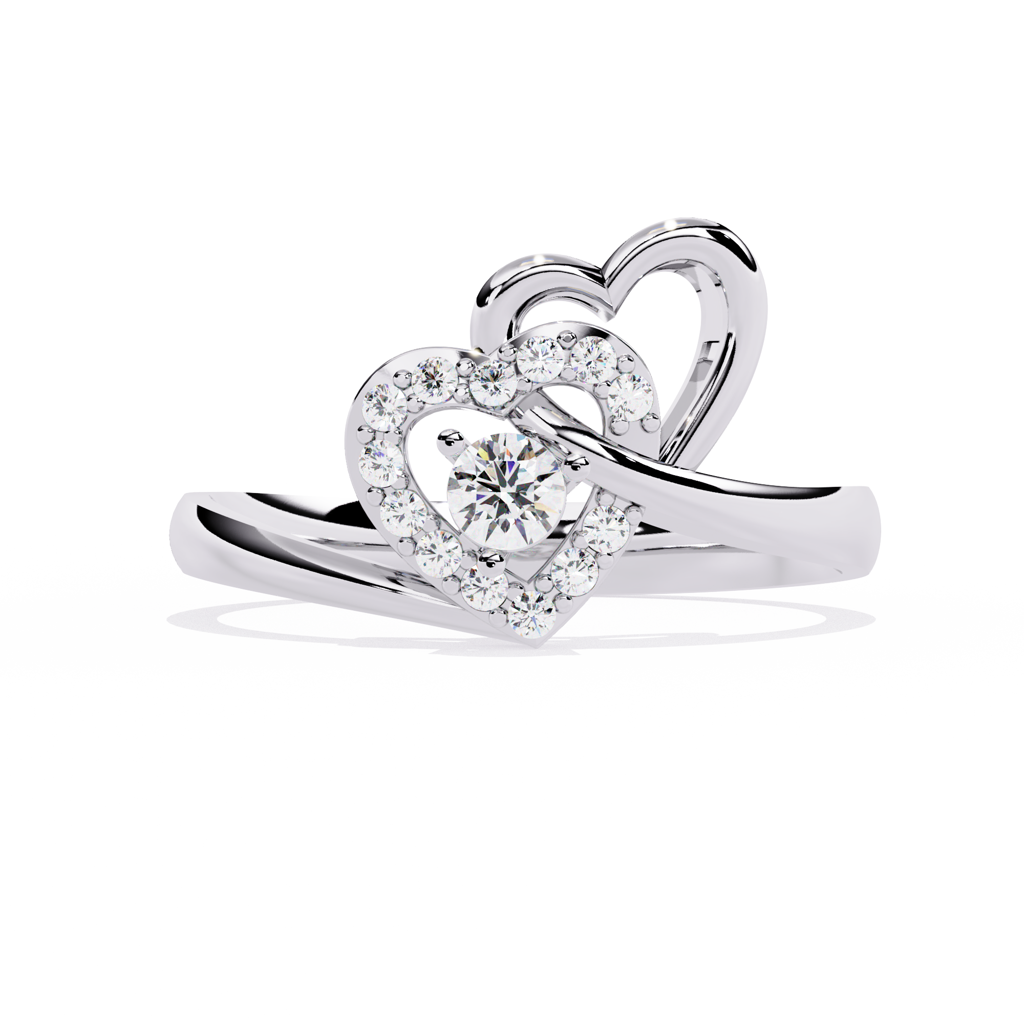 Double Heartbeat: 0.18ct  Lab Grown Diamond Ring in 14k Gold