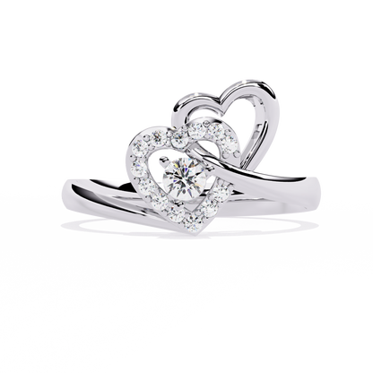 Double Heartbeat: 0.18ct  Lab Grown Diamond Ring in 14k Gold