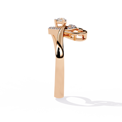 Double Heartbeat: 0.18ct  Lab Grown Diamond Ring in 14k Gold