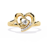 Twirling Hearts: 0.09ct Lab Grown Diamond Ring in 14k Gold