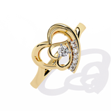 Twirling Hearts: 0.09ct Lab Grown Diamond Ring in 14k Gold