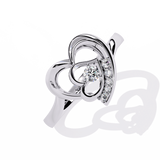 Twirling Hearts: 0.09ct Lab Grown Diamond Ring in 14k Gold