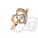 Twirling Hearts: 0.09ct Lab Grown Diamond Ring in 14k Gold