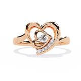 Twirling Hearts: 0.09ct Lab Grown Diamond Ring in 14k Gold
