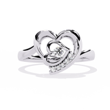 Twirling Hearts: 0.09ct Lab Grown Diamond Ring in 14k Gold