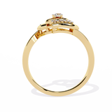 Twirling Hearts: 0.09ct Lab Grown Diamond Ring in 14k Gold