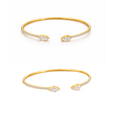 Marquise Diamond Open Cuff Bracelet in Gold Vermeil 925 Silver
