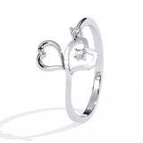 14K Gold Twin Heart Diamond Ring – 0.03 Ct Romantic Design