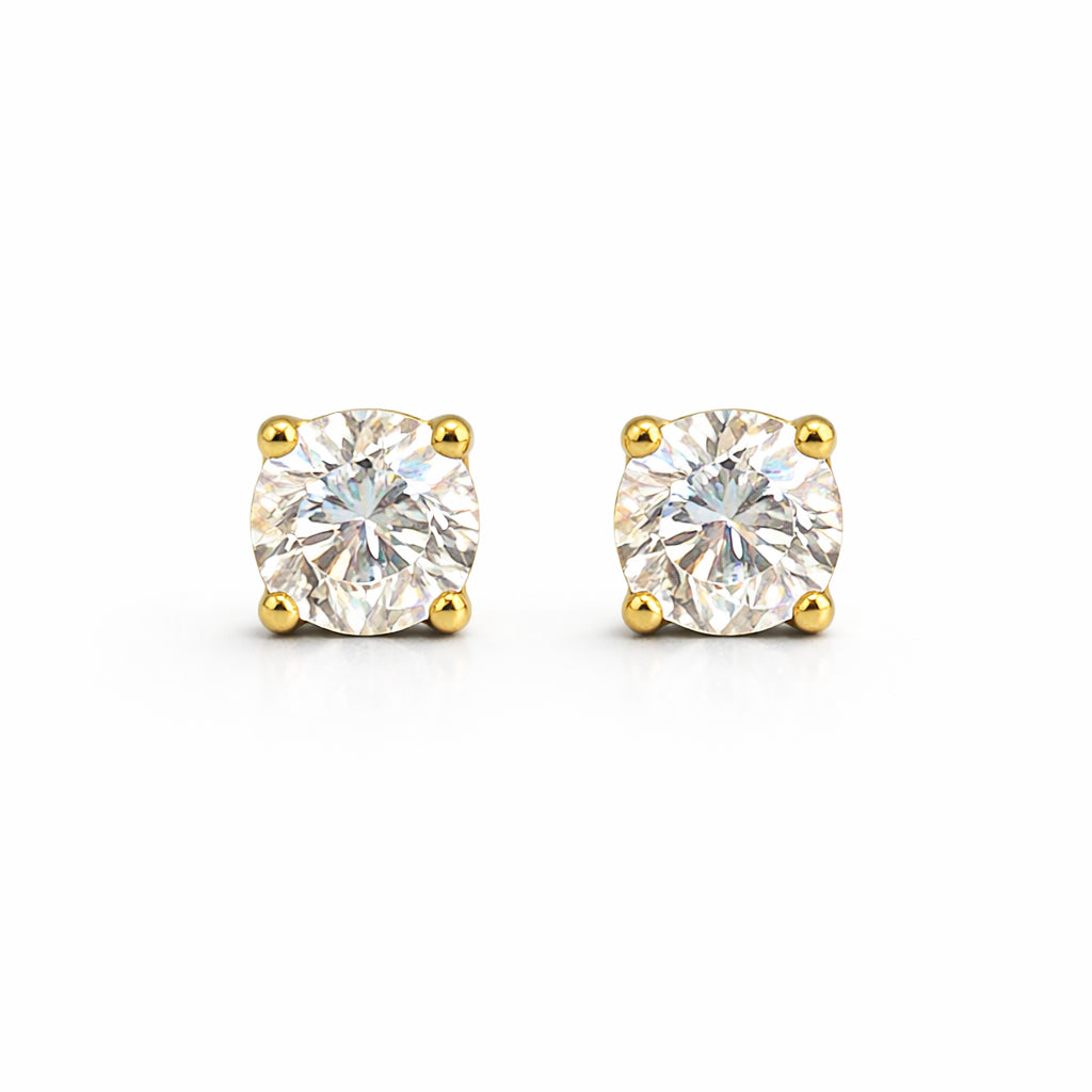 Round Lab Grown Diamond Stud Earrings in Yellow Gold (1.71 Ct)