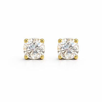 Round Lab Grown Diamond Stud Earrings in Yellow Gold (1.71 Ct)