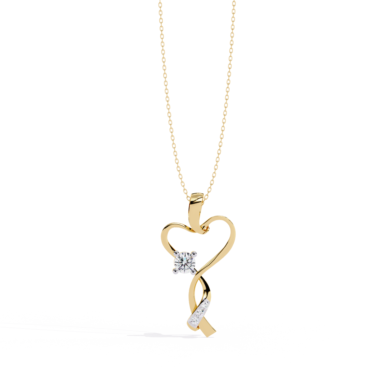 Elegant 0.28 Carat Diamond Heart Pendant in 2.01kt Gold (Without Chain)