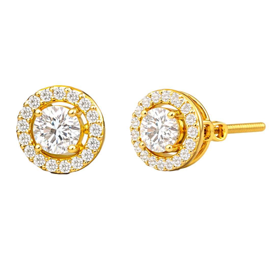 Gold Vermeil Halo Stud Earrings in 925 Silver