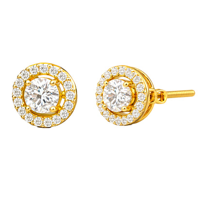 Gold Vermeil Halo Stud Earrings in 925 Silver
