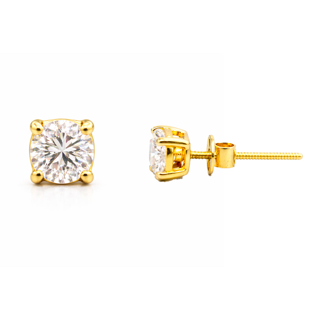 Round Solitaire Stud Earring in Gold Vermeil (925 Silver) – 0.32 Ct Diamond