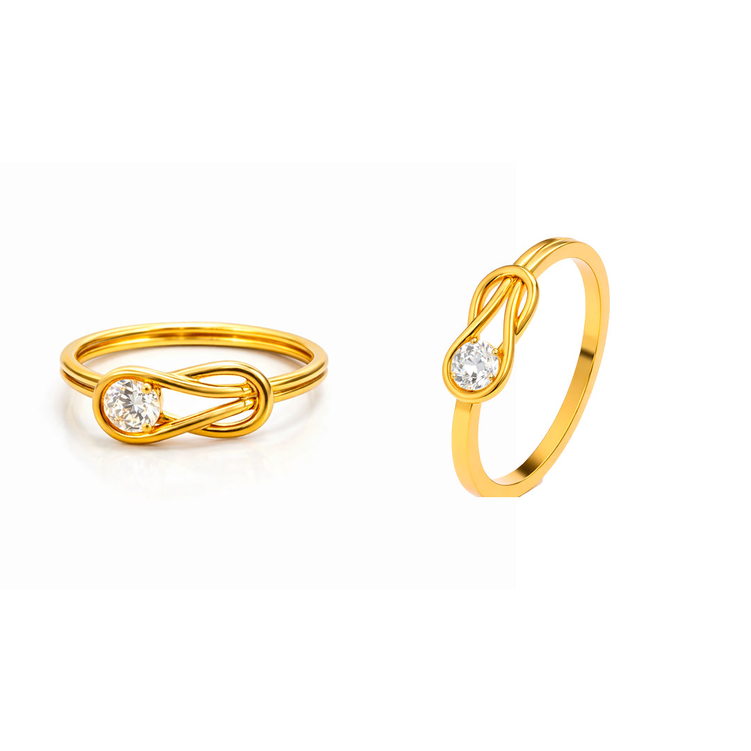 Infinity Solitaire Diamond Ring in Gold Vermeil 925 Silver