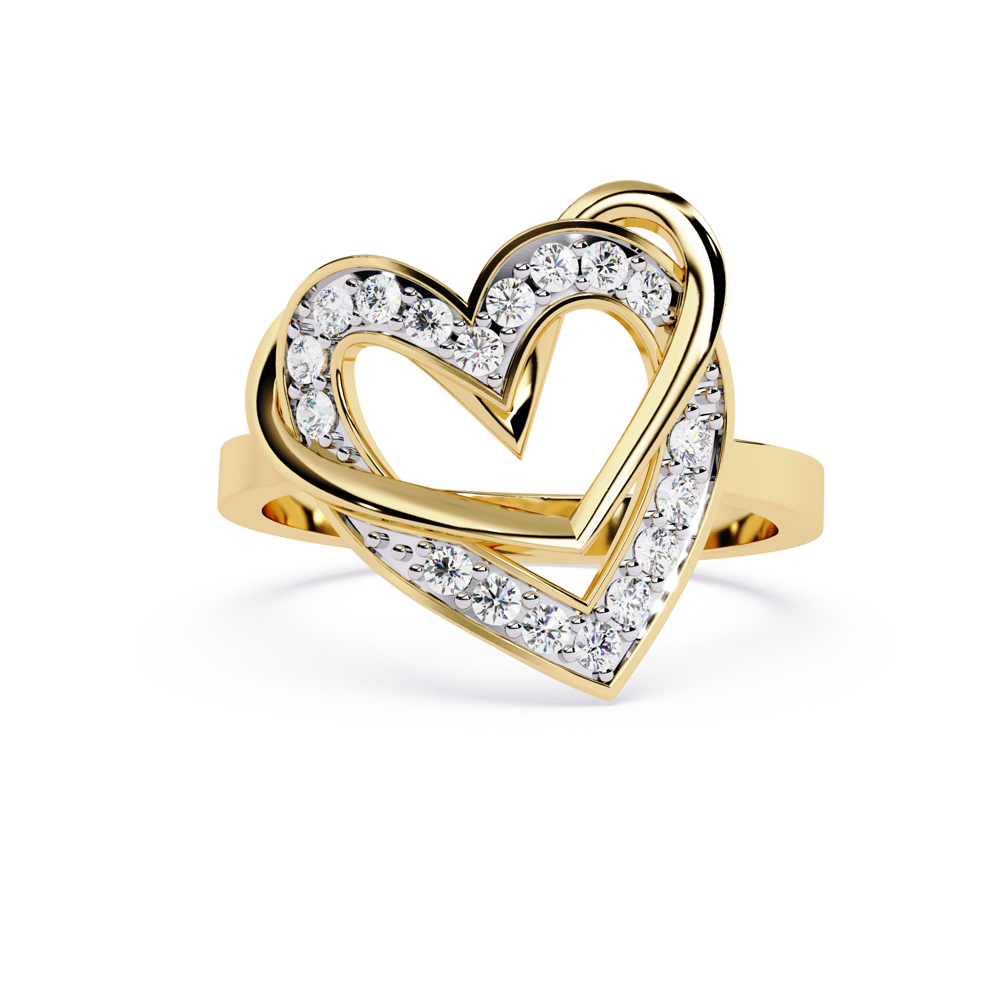 Forever Entwined: 0.23ct  Lab Grown Diamond Ring with Double Heart Design