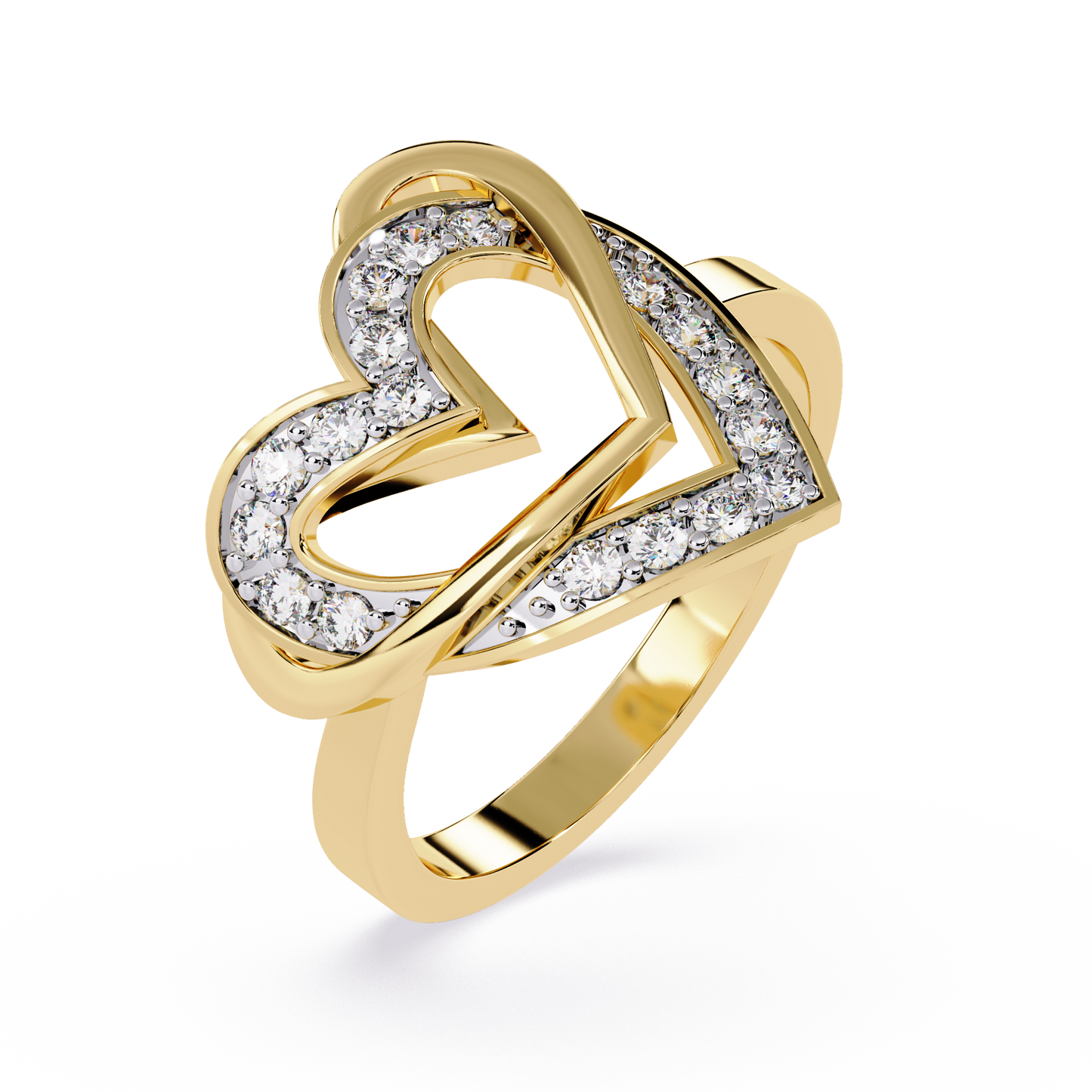 Forever Entwined: 0.23ct  Lab Grown Diamond Ring with Double Heart Design