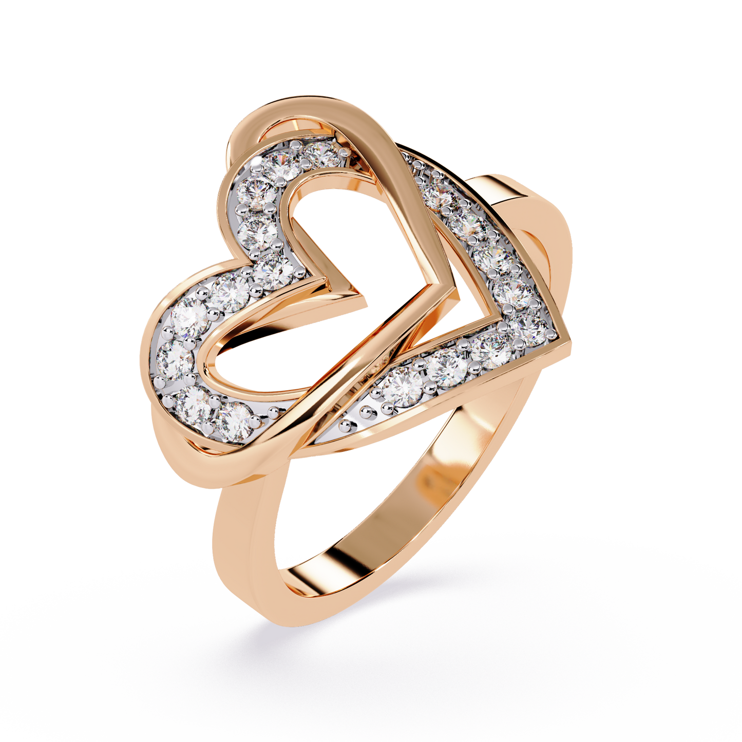 Forever Entwined: 0.23ct  Lab Grown Diamond Ring with Double Heart Design