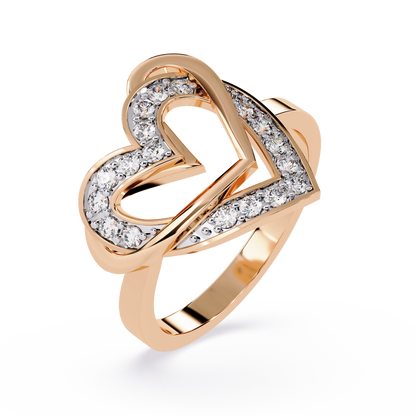 Forever Entwined: 0.23ct  Lab Grown Diamond Ring with Double Heart Design