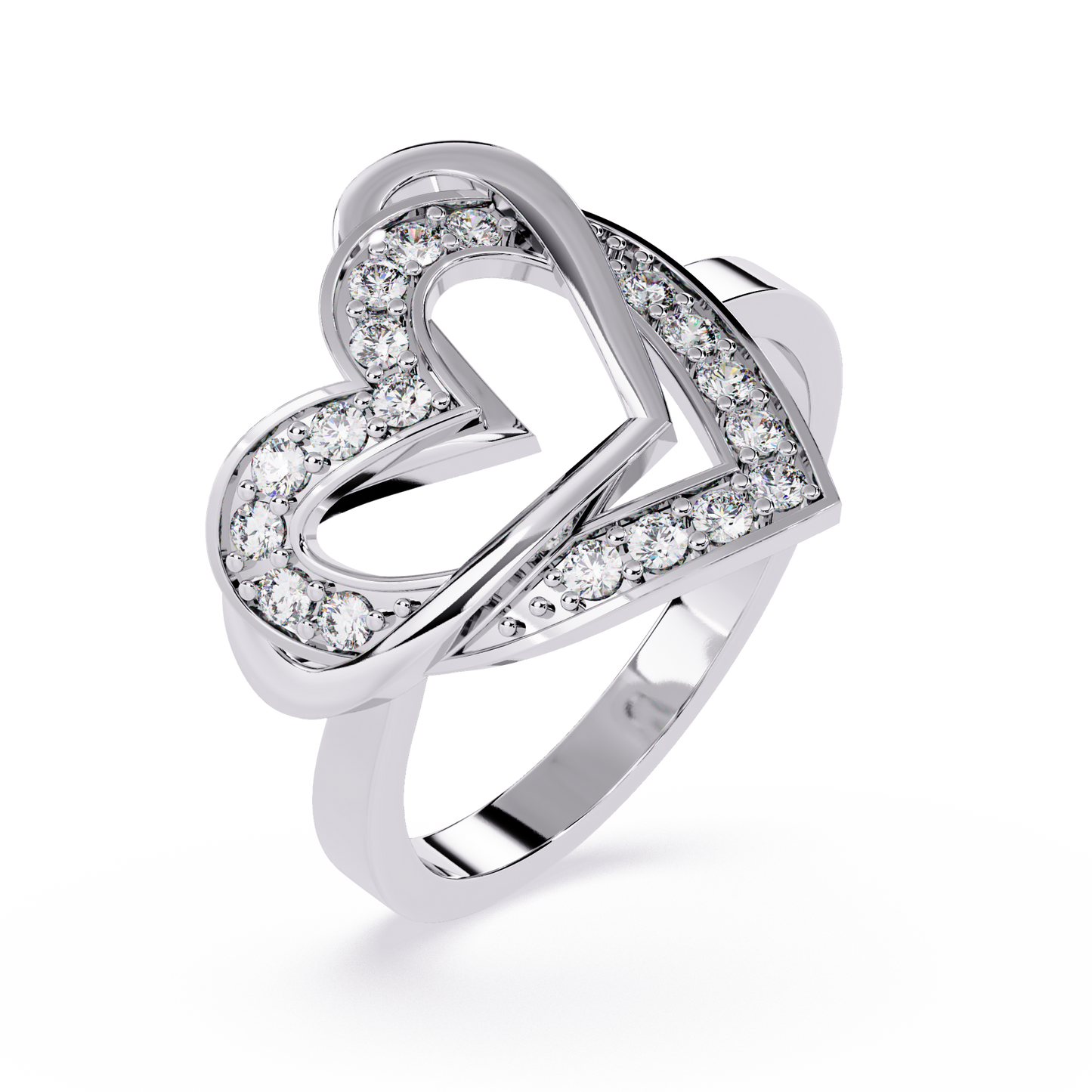 Forever Entwined: 0.23ct  Lab Grown Diamond Ring with Double Heart Design