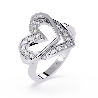 Forever Entwined: 0.23ct  Lab Grown Diamond Ring with Double Heart Design