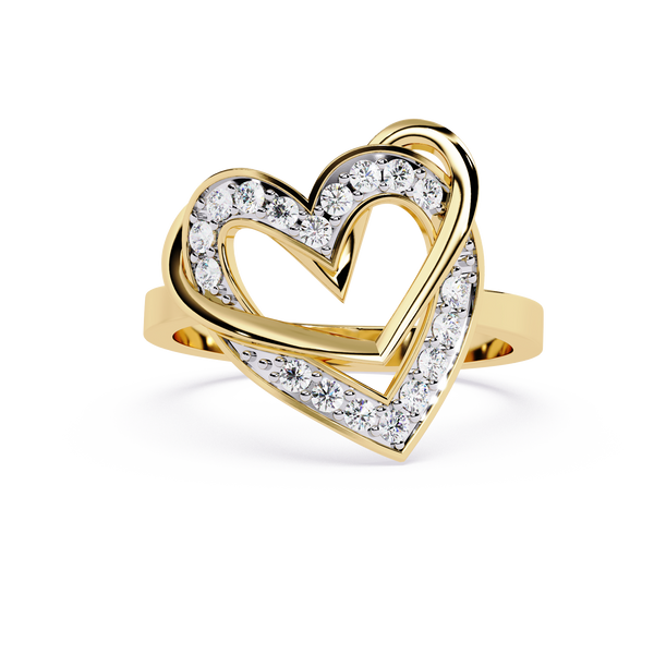 Forever Entwined: 0.23ct  Lab Grown Diamond Ring with Double Heart Design