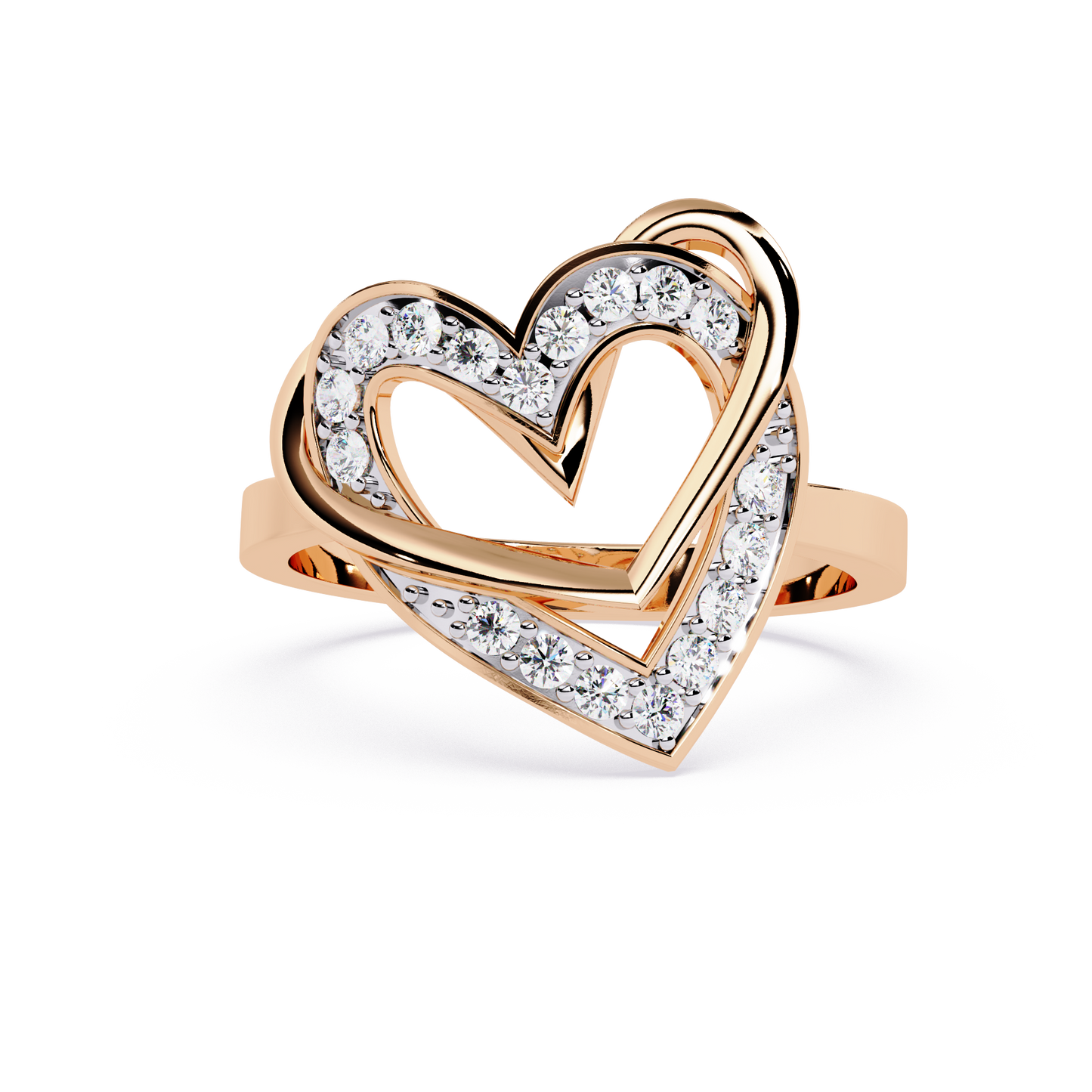 Forever Entwined: 0.23ct  Lab Grown Diamond Ring with Double Heart Design