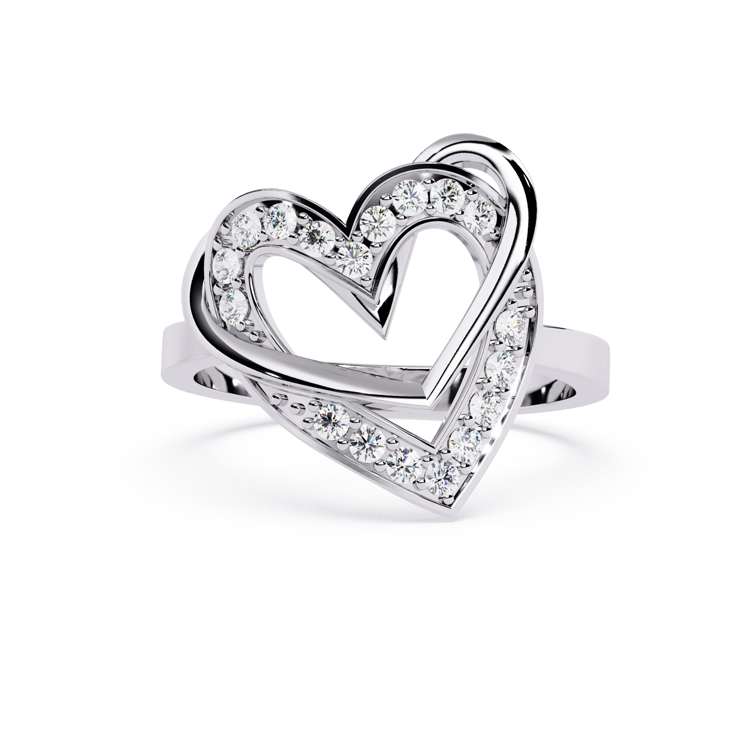 Forever Entwined: 0.23ct  Lab Grown Diamond Ring with Double Heart Design