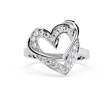 Forever Entwined: 0.23ct  Lab Grown Diamond Ring with Double Heart Design