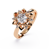 Celestial Bloom: 0.52ct Lab Grown Diamond Ring in 14k Gold with Intricate Heart Motif