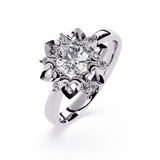 Celestial Bloom: 0.52ct Lab Grown Diamond Ring in 14k Gold with Intricate Heart Motif