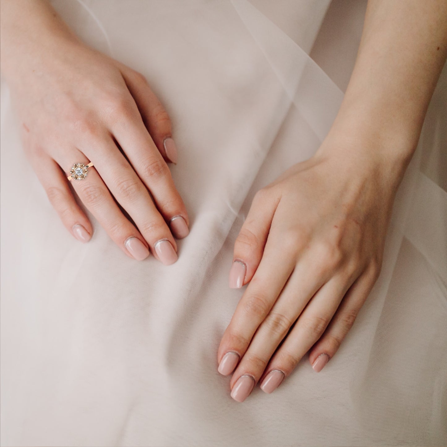 Celestial Bloom: 0.52ct Lab Grown Diamond Ring in 14k Gold with Intricate Heart Motif