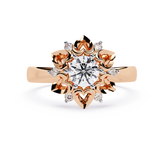 Celestial Bloom: 0.52ct Lab Grown Diamond Ring in 14k Gold with Intricate Heart Motif