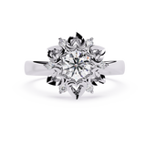 Celestial Bloom: 0.52ct Lab Grown Diamond Ring in 14k Gold with Intricate Heart Motif