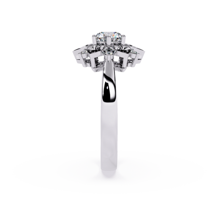 Celestial Bloom: 0.52ct Lab Grown Diamond Ring in 14k Gold with Intricate Heart Motif