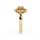 Celestial Bloom: 0.52ct Lab Grown Diamond Ring in 14k Gold with Intricate Heart Motif